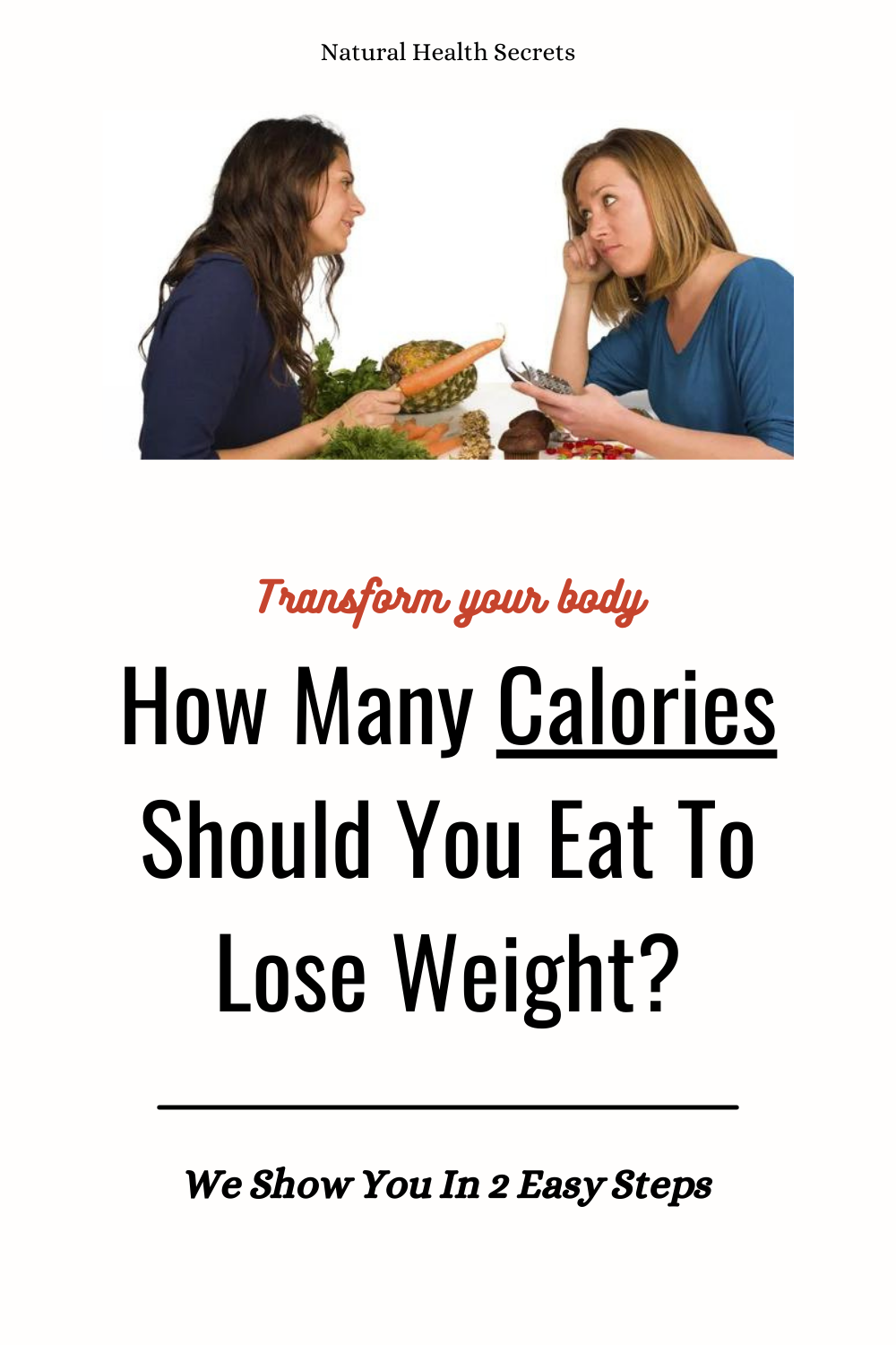 Two women deciding how many calories to eat to lose weight.